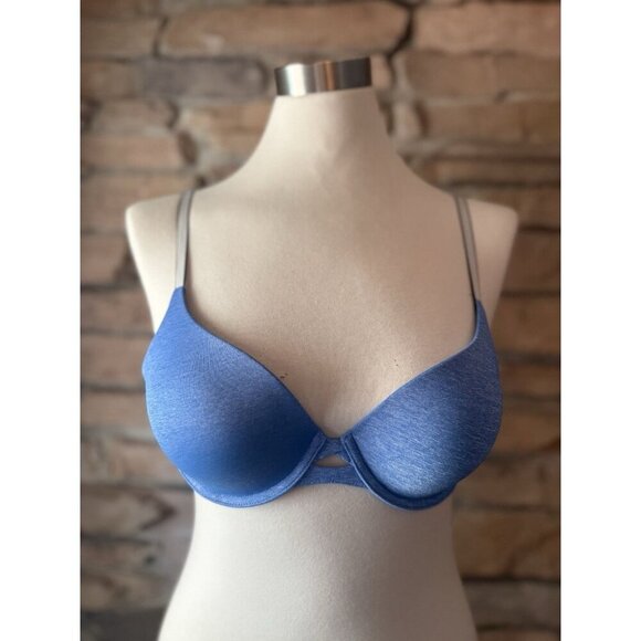 Victoria's Secret Perfect Shape Push Up Smooth Bra 32C Blue - Picture 1 of 6